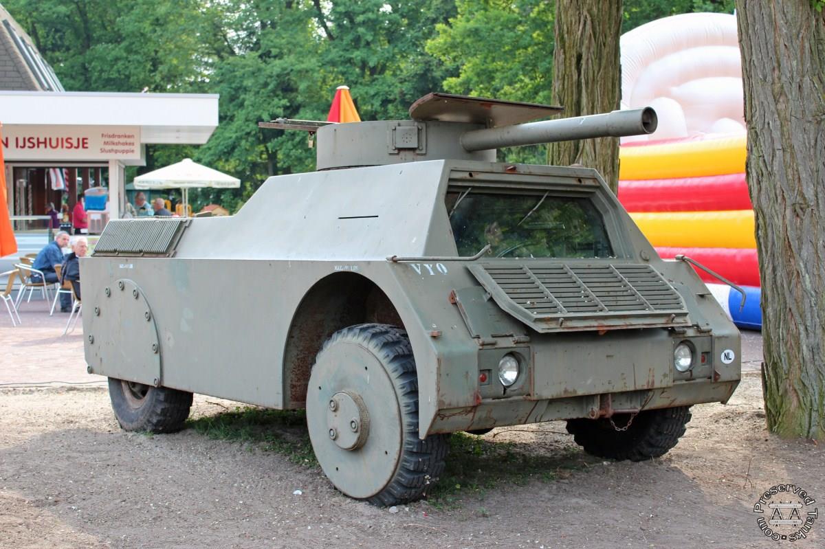 Armoured car outside Liberty Park for Militracks event