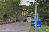 View through main gate with IS-2 tank just visibile