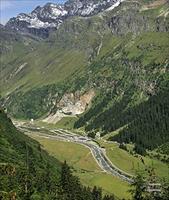 Hinterrhein river, with tank driving lanes in background - photo by Picswiss