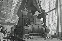 A completed M3 tank leaving Detroit Tank Arsenal, photo from Centerline.Grobbel.org
