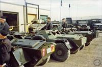 Troop of Ontario Regiment Ferrets prior to Oshawa Fiesta parade, c.1991