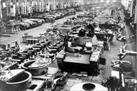Tank manufacturer at Rheinmetall-Borsig - note Neubaufahrzeug in foreground and Panzer IIIs behind it, Bundesarchiv Collection