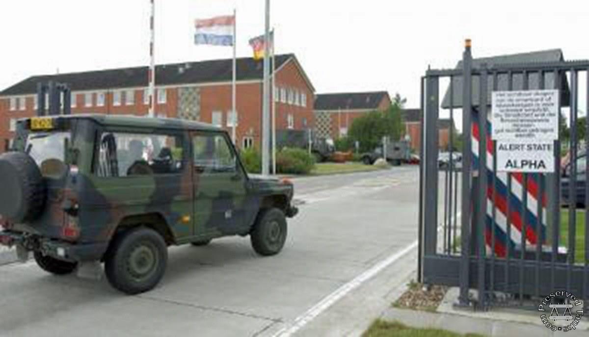 The main entrance of the Dutch military base in Seedorf, photo and caption from brabantsdagblad.nl
