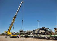 Centre tank, on train for transport to Fort Benning