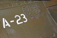 Left part of transmission cover - serial number is highlighted in blue and stamping in red