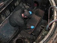 Cleaning inside fighting compartment with turret removed