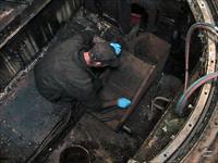 Cleaning inside fighting compartment with turret removed