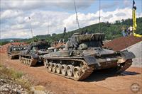 Front right view, following behind two Panzer 68 tanks of the Hagenbuch collection